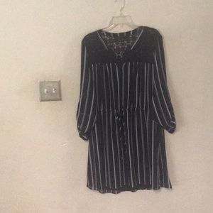 Navy blue dress with white stripes